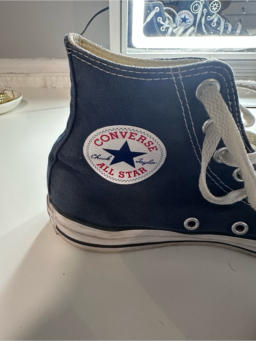Converse Navy Blue High-Top Sneakers with White Trim